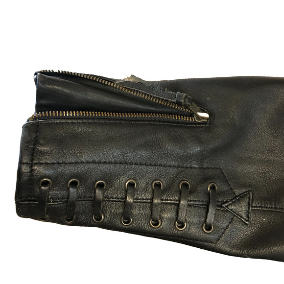 Vintage Women’s Fitted Harley Davidson Black Leather Biker Jacket Size 40/12 W - Picture 8 of 16